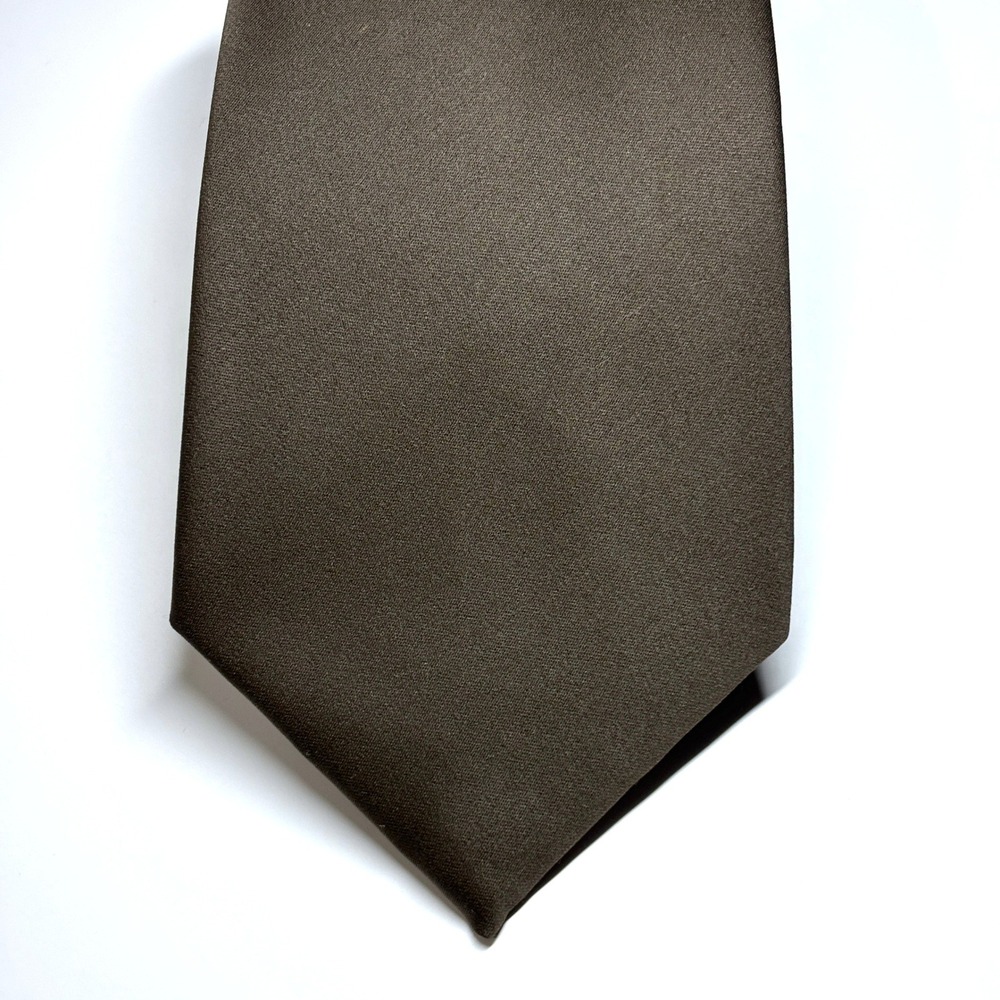 VTG Wembley Wemlon Tie Mens OS Dark Brown Solid Washable no Wrinkle Polyester